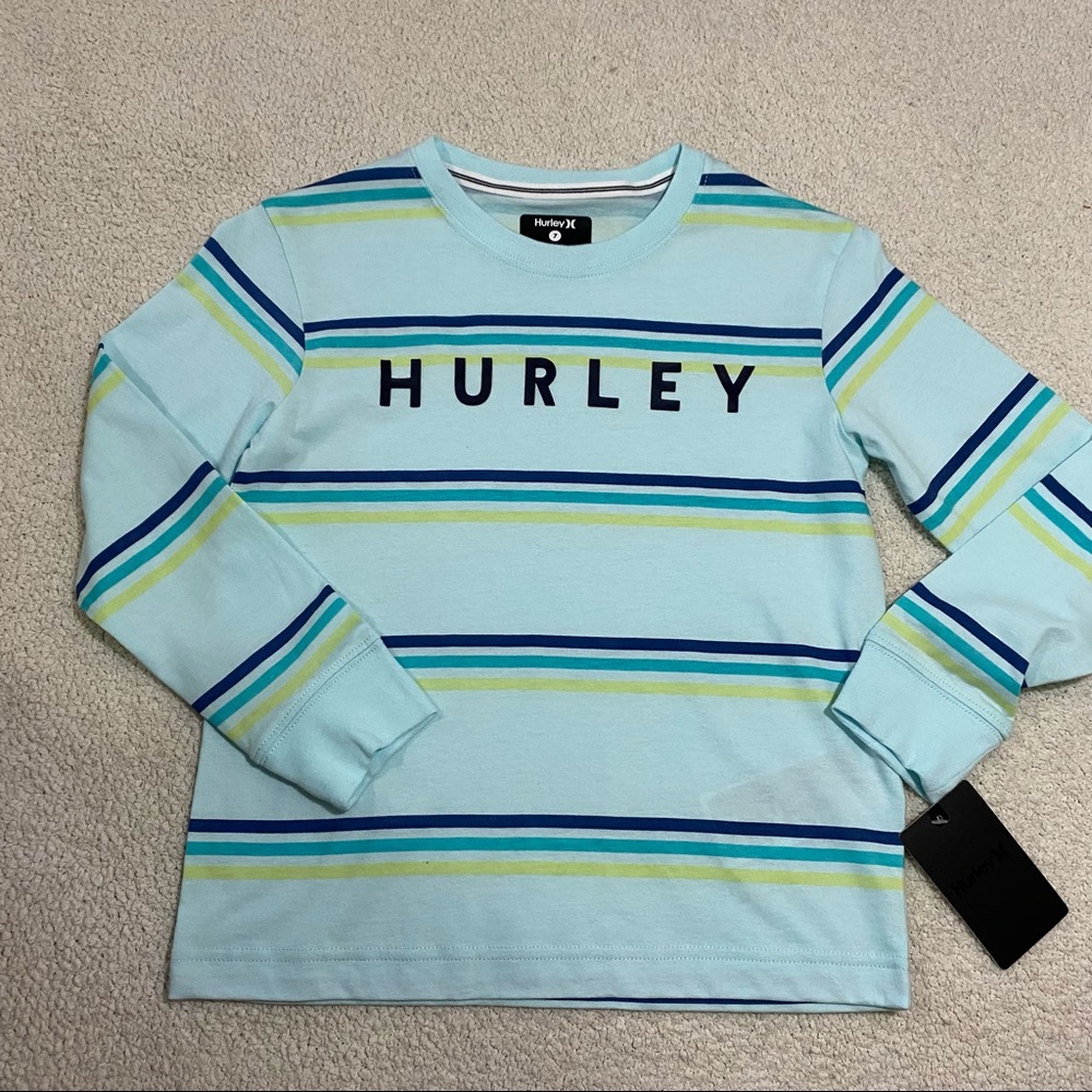 NWT Hurley Teal Tint Striped Long Sleeve T-shirt